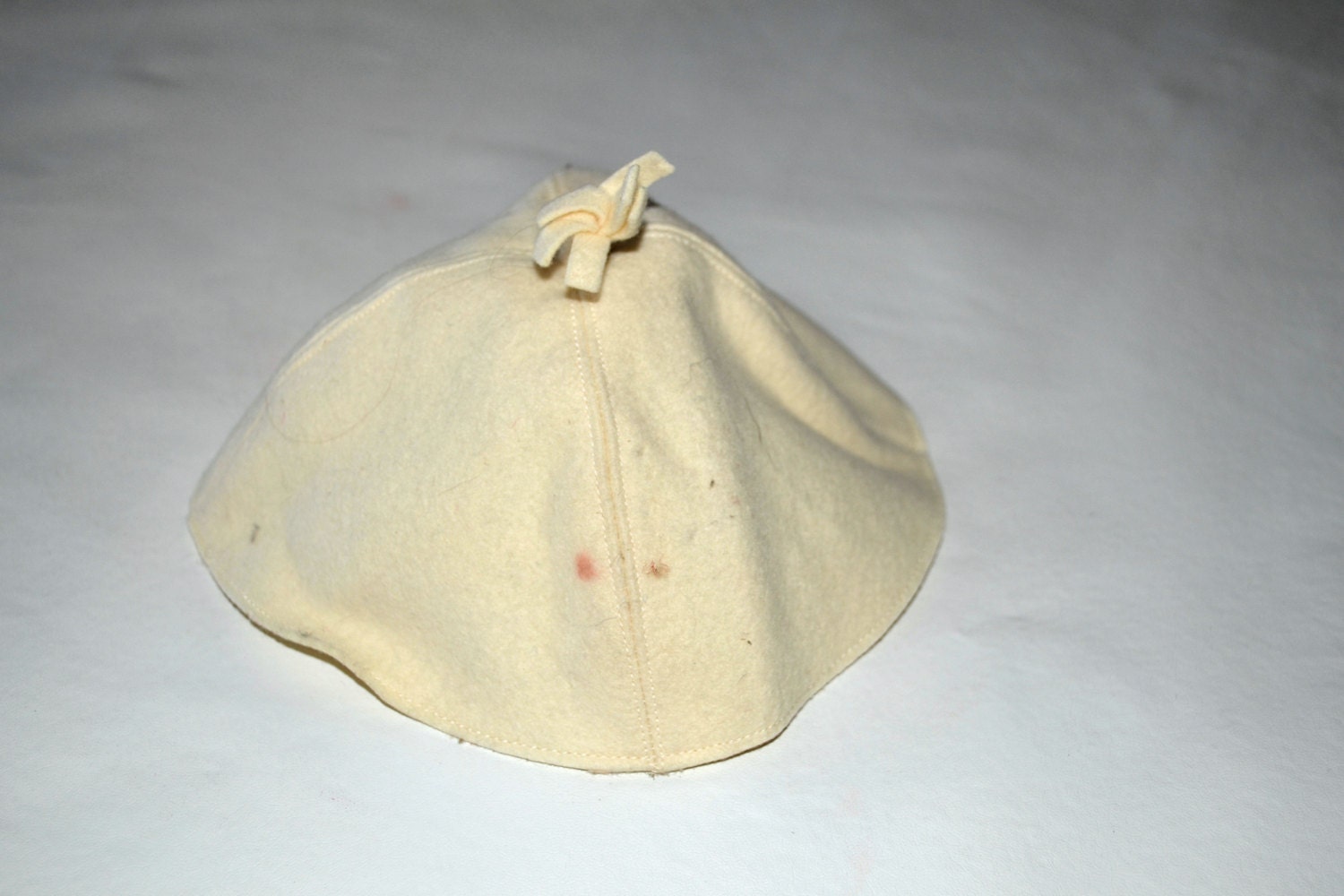 Vintage White wool felt Doll Pixie Hat