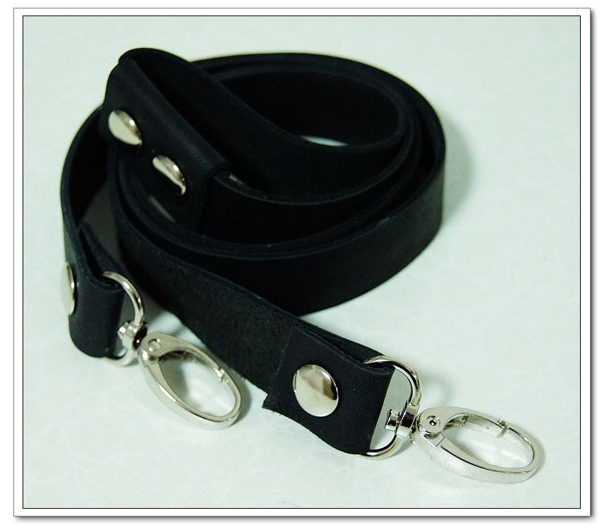 1 pcs of 43 inch black high quality cow leather purse strap bag strap silver lobster
