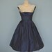 Vintage 1950s Dress...Darling Navy with White Polka Dots SIS ORIGINAL Party Dress Bridesmaid XXS