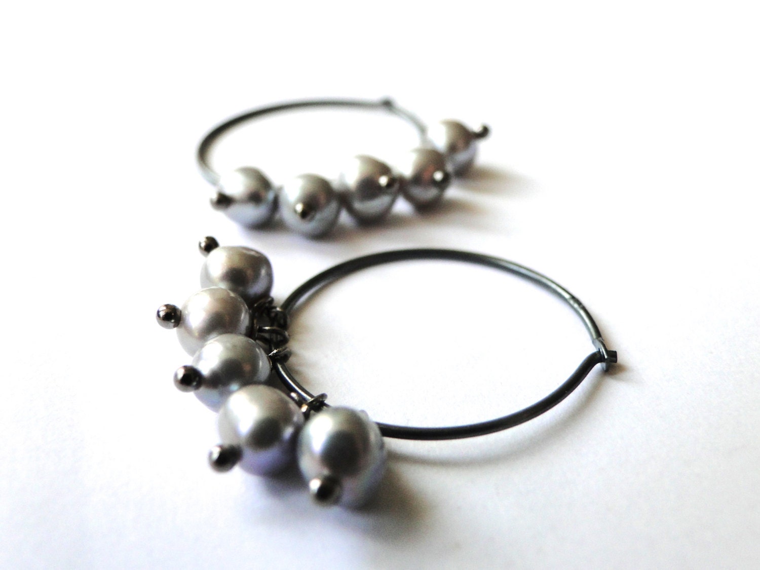 SPRING SALE  Pearl Dangle Earrings, Gift for Her, Accessories, Sterling Silver Hoops