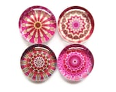 Hot Pink Glass Magnet Set of 4 Large