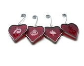 Stained Glass Valentine's Day Hearts Set of 4 Sandblasted Suncatchers Ornaments Decoration