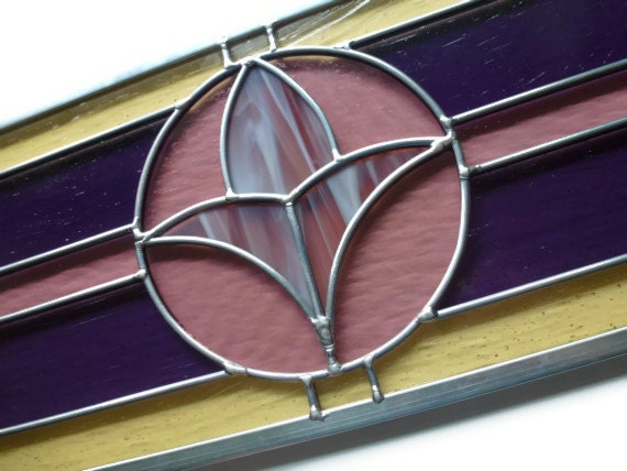 Stained Glass Panel Corn Stalk in Purple & Amber Suncatcher