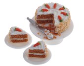 dollhouse miniature carrot cake with two slices
