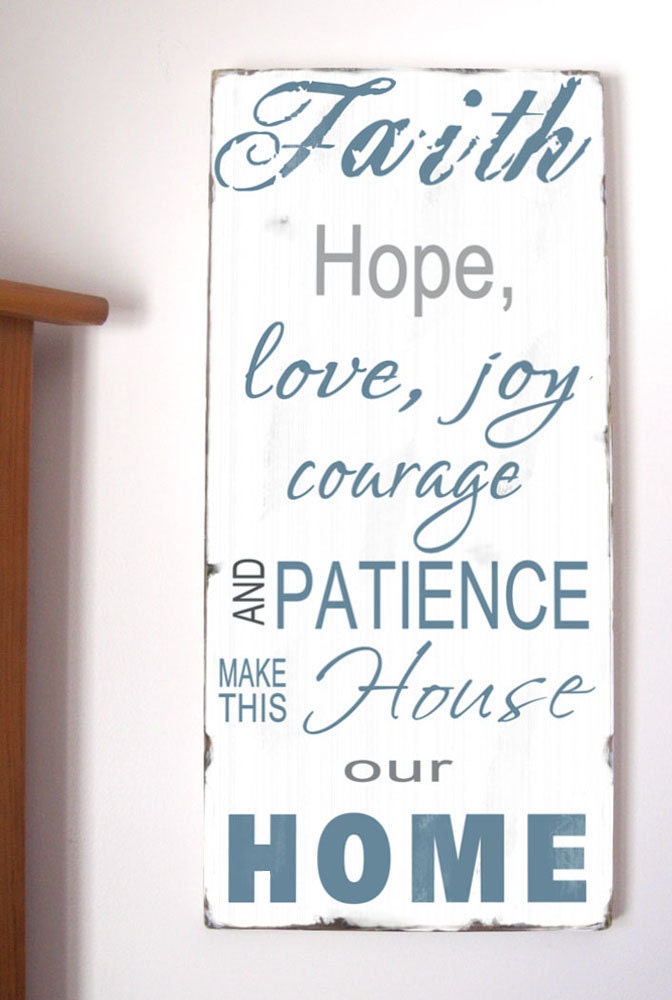 Family Rules -Faith, Hope, Love, Joy  Make This House Our Home - Typography Word Art Sign