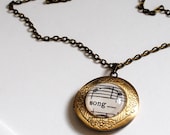 Song Keepsake Locket vintage inspired words and music pendant necklace