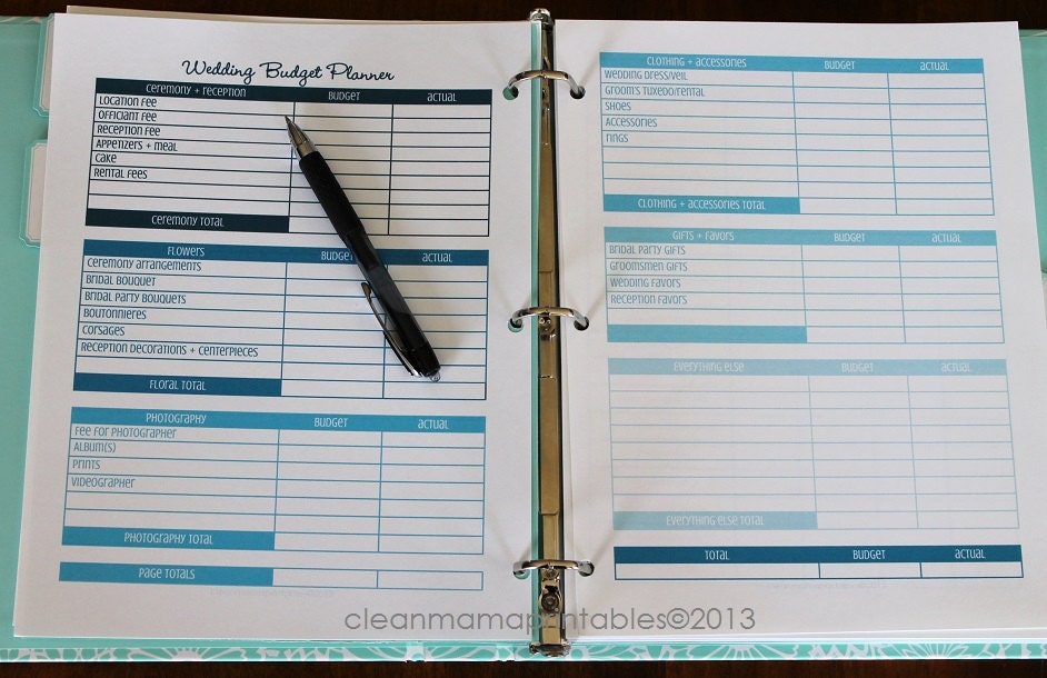 The Wedding Planning Kit - ombre aqua - 8 documents - INSTANT DOWNLOAD