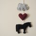 Plush Horse Mobile - Minimal Folk Garland - Wool Cloud Heart Equestrian