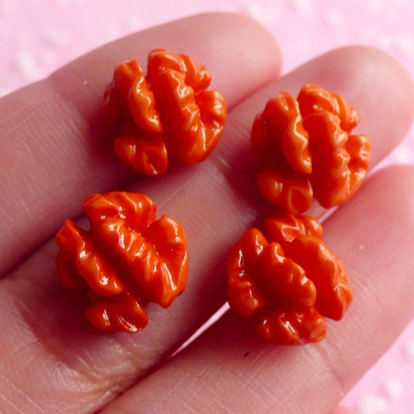 Miniature Walnut Cabochons (4pcs) Kawaii Food Cabochon Fake Food Dollhouse Miniature Sweets Decoden Cell Phone Deco FCAB008