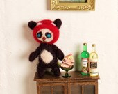 Little Brown Teddy Bear.  Felted teddybear. miniature animal toy, needle felted. Blythe Doll friend, wool
