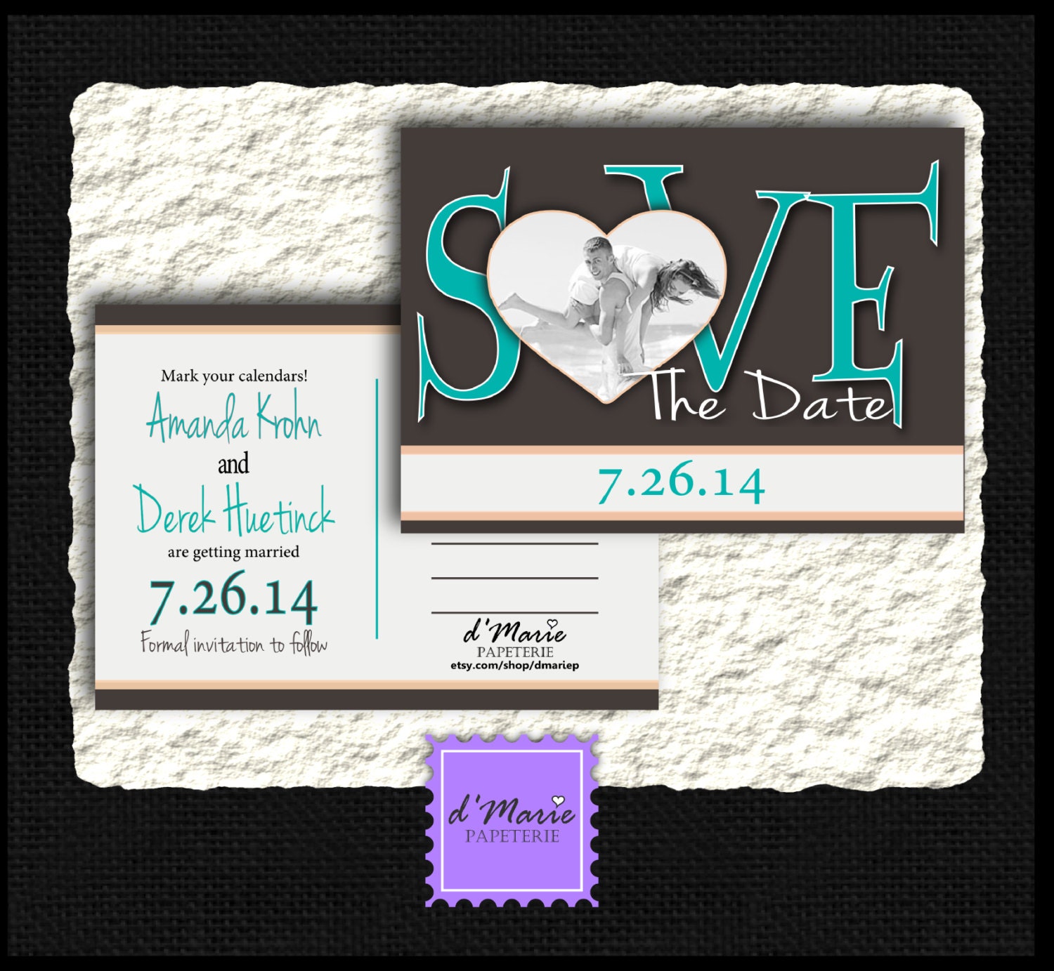 50 Printed Custom Photo Save the Date Postcards