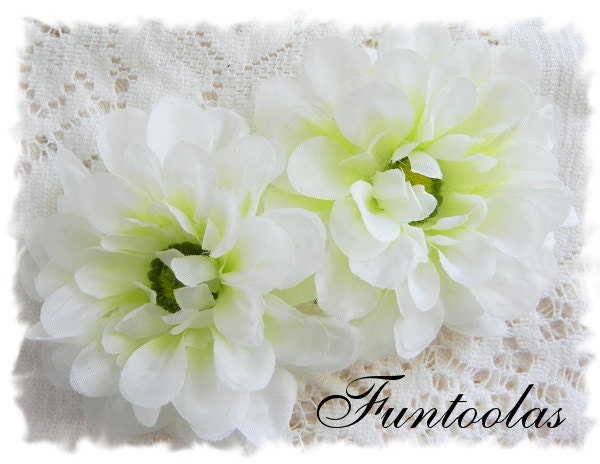 Lizzy - 3 1/4 inch Zinnia Silk Flower White Set of 2.