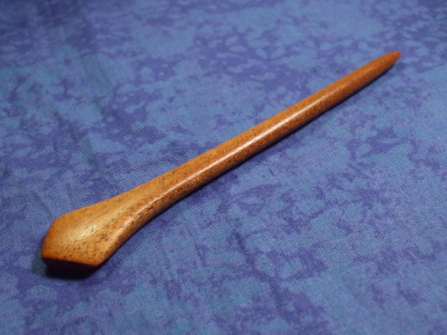 Hand carved diamond top hair stick shawl pin in Mahogany wood (  Special Price )
