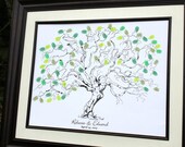 Hand drawn Wedding Tree Guest book alternative, Hand sketched fingerprint wedding tree, Wedding Thumb Tree wedding keepsake