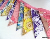 Bunting - Banner - Garland in Vintage Sheet Florals - Party - Wedding - Tea Party