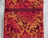 Handmade Maroon, yellow, orange damask - Sling Bag, Cross Body Bag, Hipster, Travel Bag