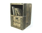 Wood Crate Furniture Side Table Wooden End Table Solid Wood Bedside Crate Table with 1 Drawer