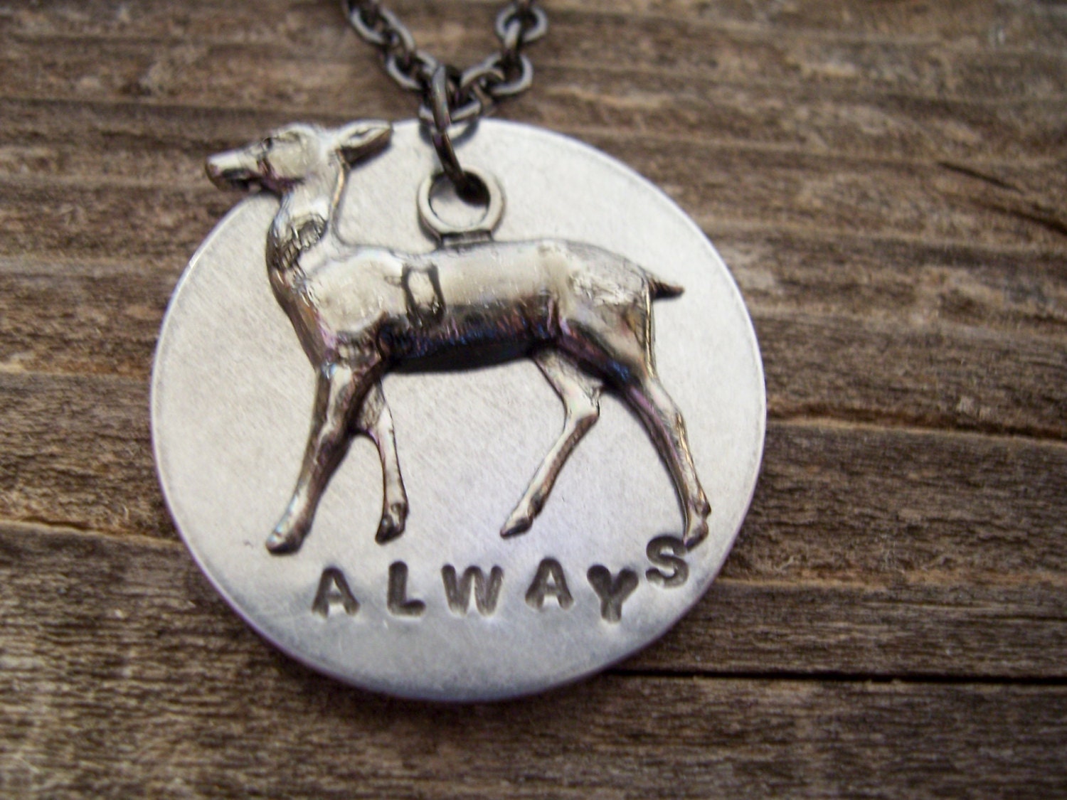 Snapes Doe Patronus  - charm necklace - Hand stamped Always - Harry potter Inspired