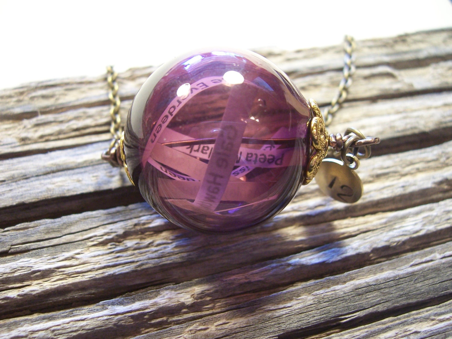 The REAPING OF District 12 The Hunger Games necklace Inspired - buyer gets to add their name to the ball