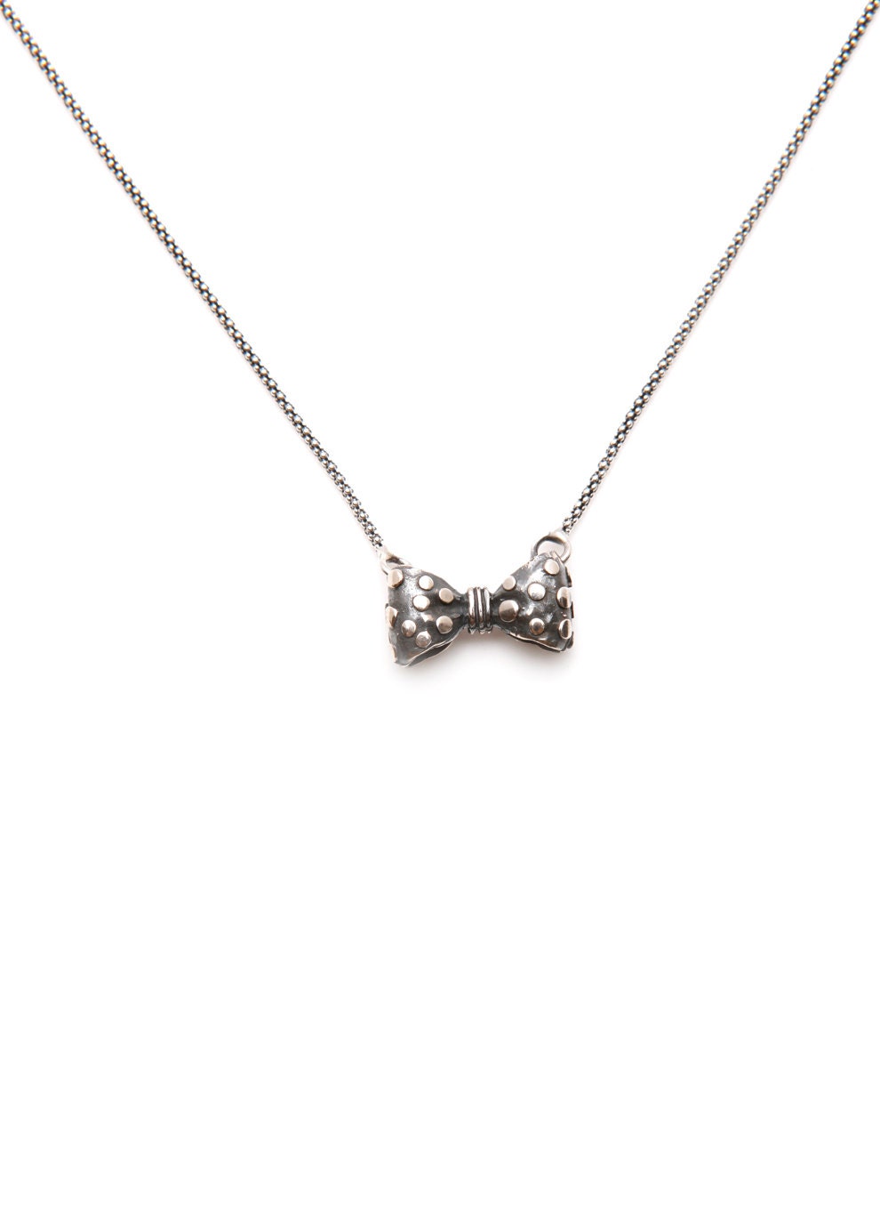 Carpe Diem 925 Sterling Silver Polka Dot Bow Necklace Necklaces Jewelry Jewellery CDN-075