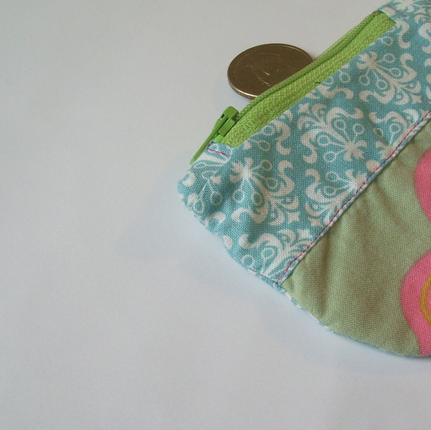 Pink Floral & Aqua Patchwork Coin Purse