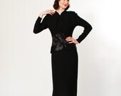 Vintage 40s Dress - 1940s Dress - Slinky Film Noir Rayon & Satin