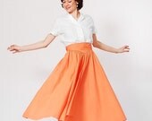 20% OFF - 1950s Skirt - 50s Full Skirt - Sunset Orange