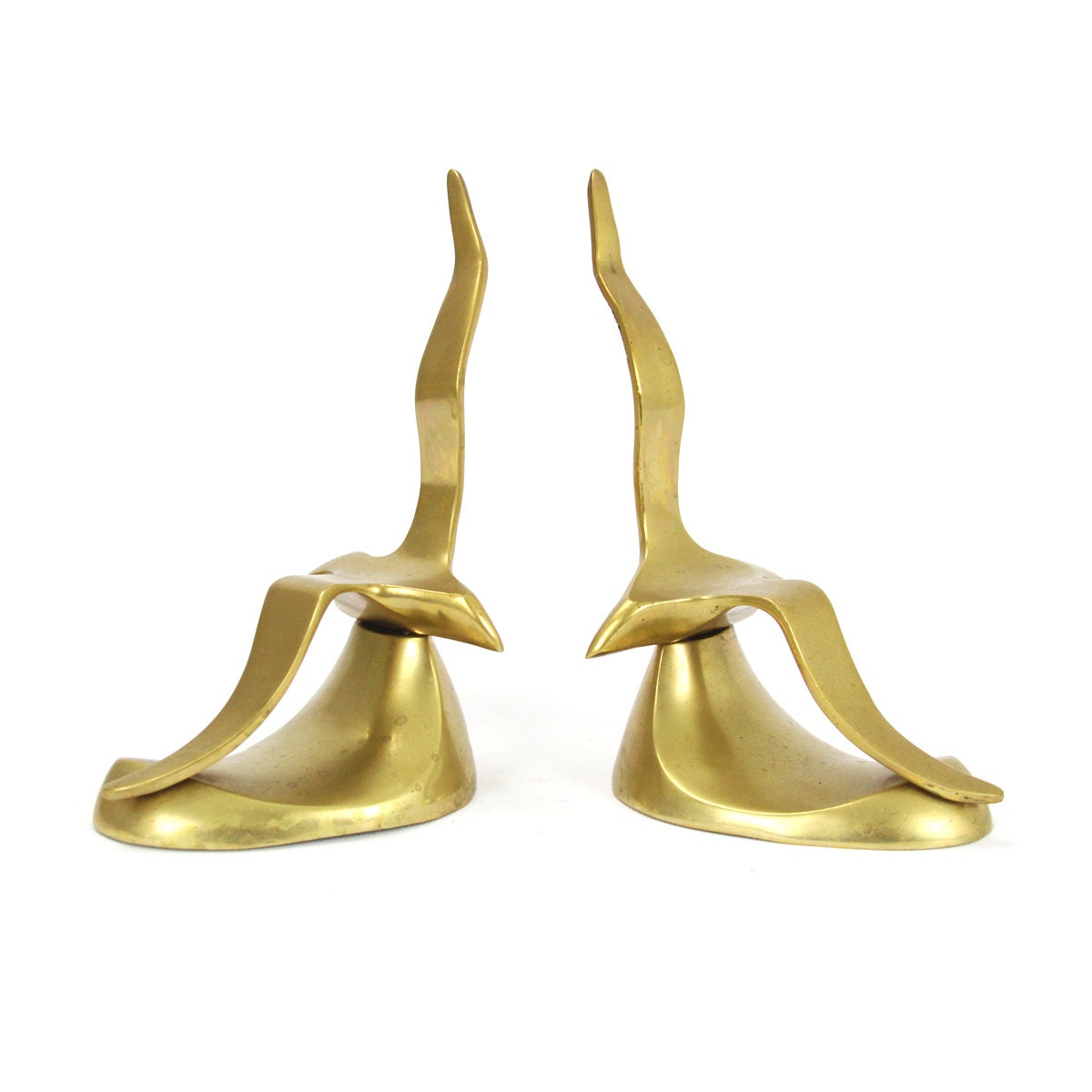 vintage mid-century brass bird bookends