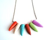 Colorful spike necklace- spring statement necklace- howlite spike necklace