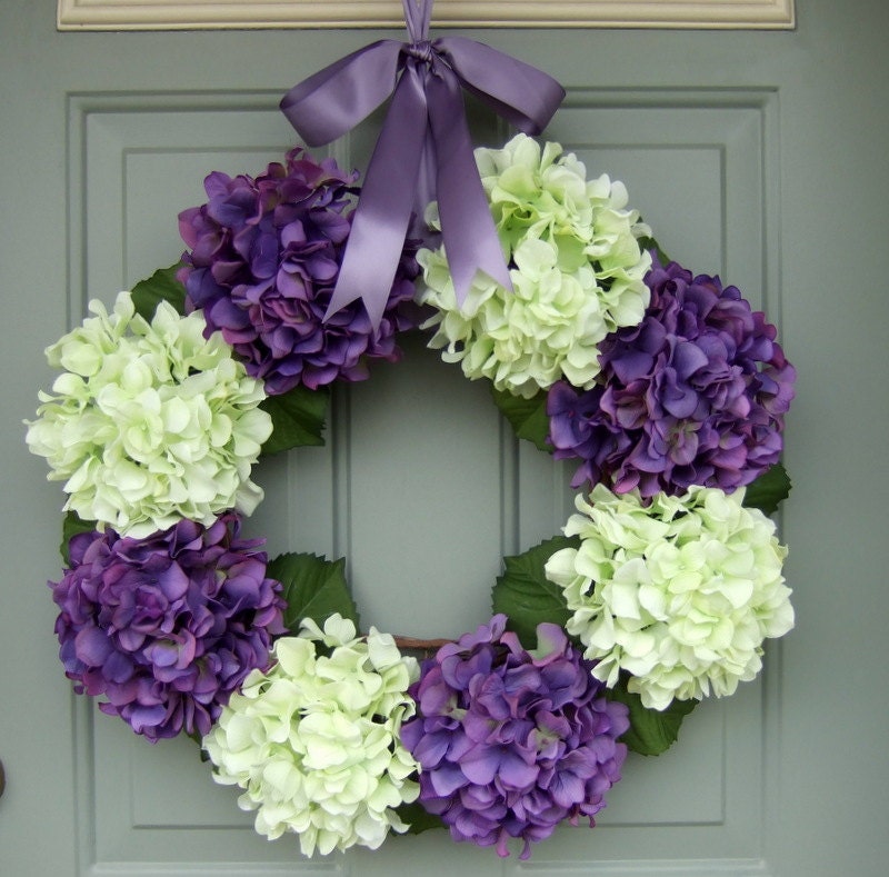 Summer Wreath - Spring Wreath -  Hydrangea Wreath