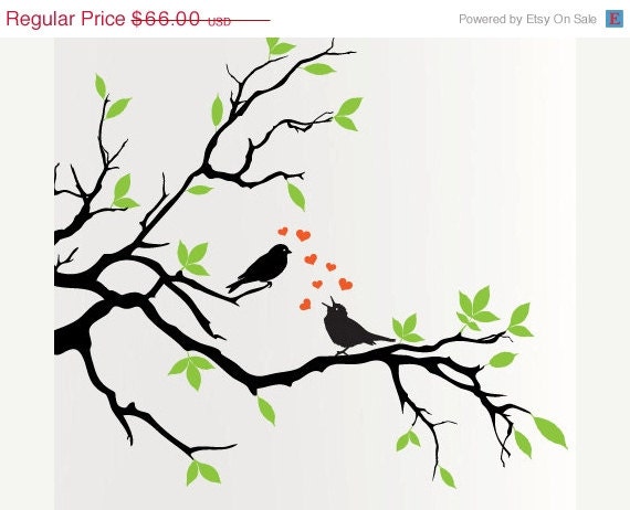 SALE 10% OFF Wall Decal Birds on Branch Wall Decal    EXTRA Large