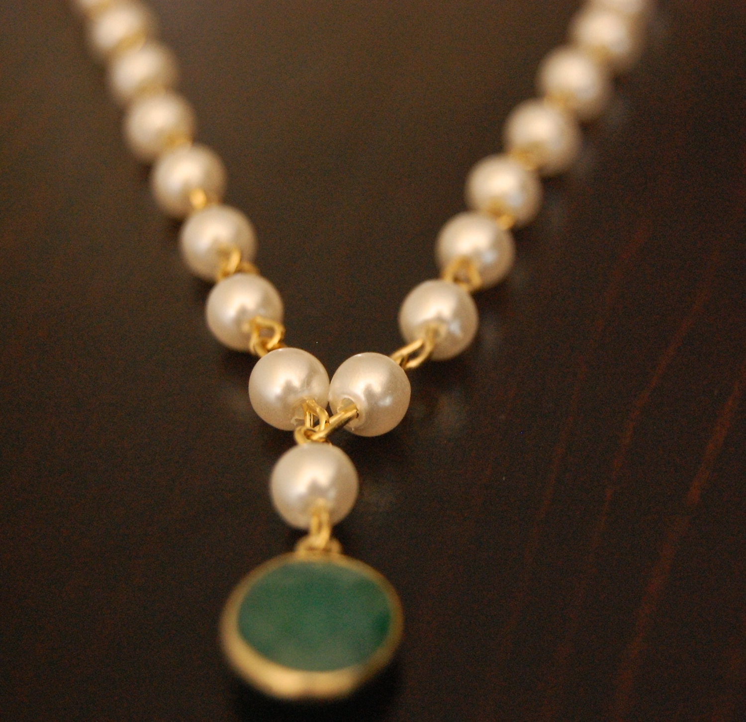 Vintage Pearl Necklace, Emerald Necklace, Pearl and Emerald Necklace, Pearl Necklace, Storyteller