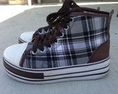 Vintage Inspired Plaid High Top Platform Sneakers