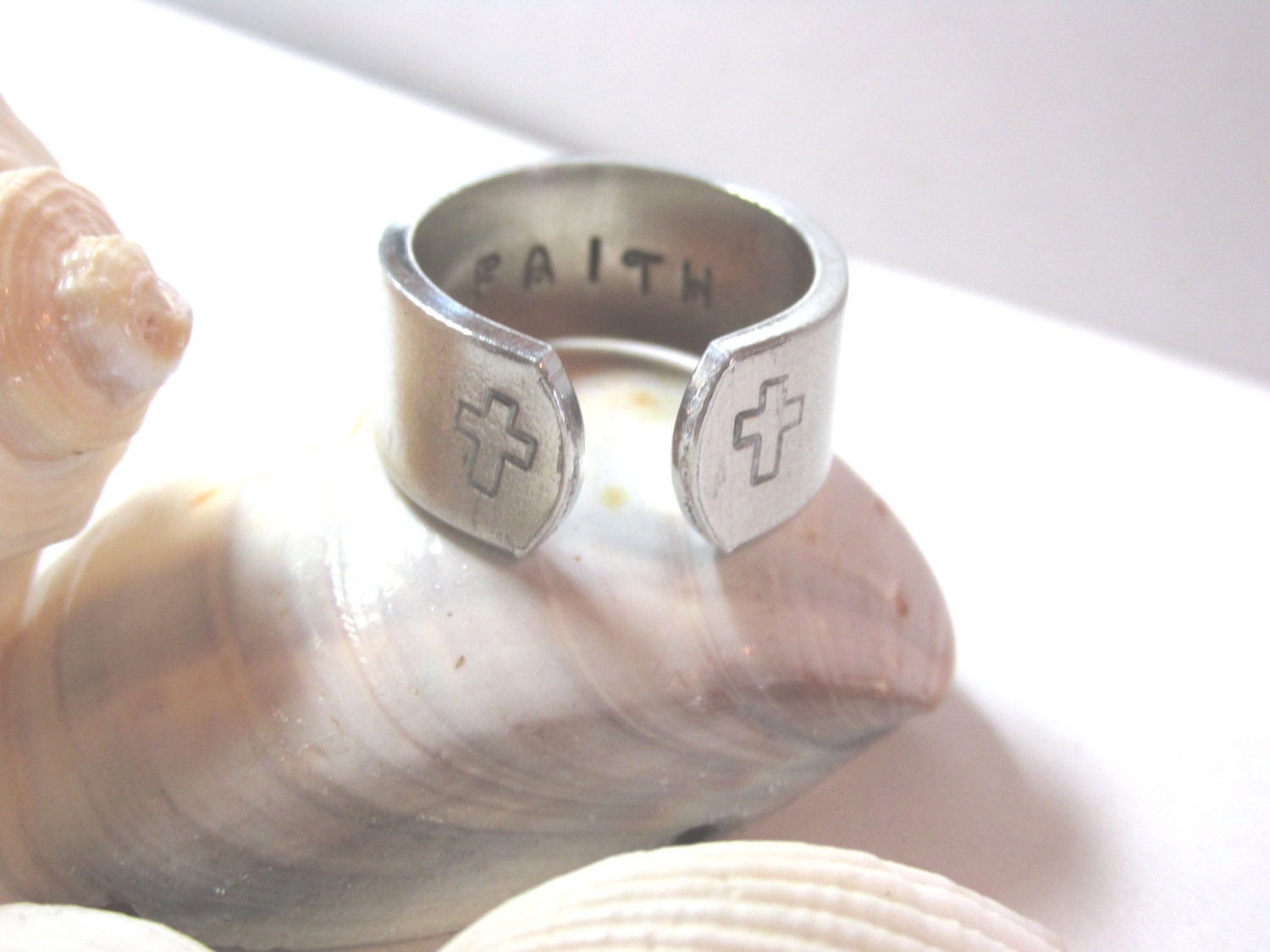 Faith Stamped Adjustable Thumb Ring Stock Number Ring 515w