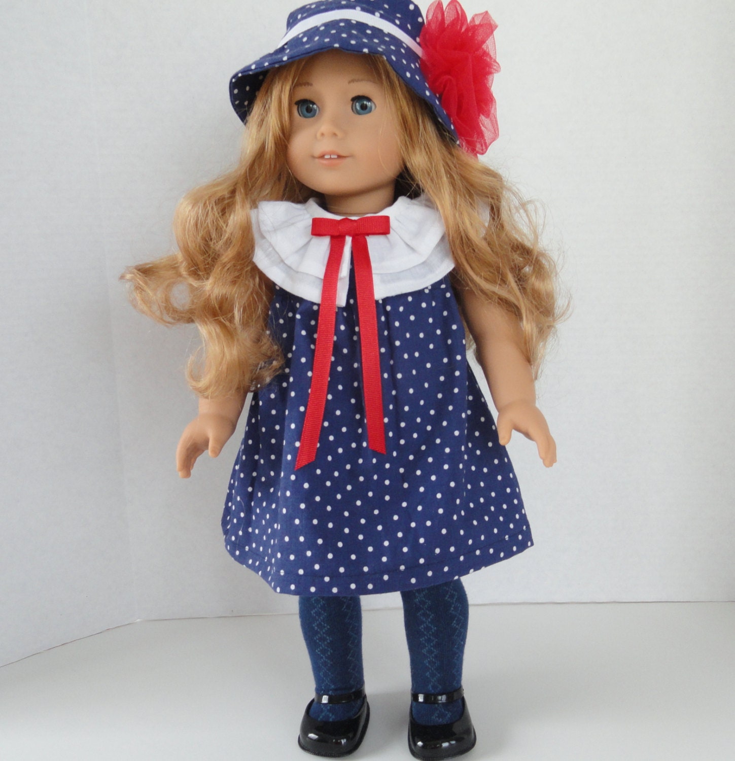 Vintage Style Dress Hat and Socks for 18 inch doll