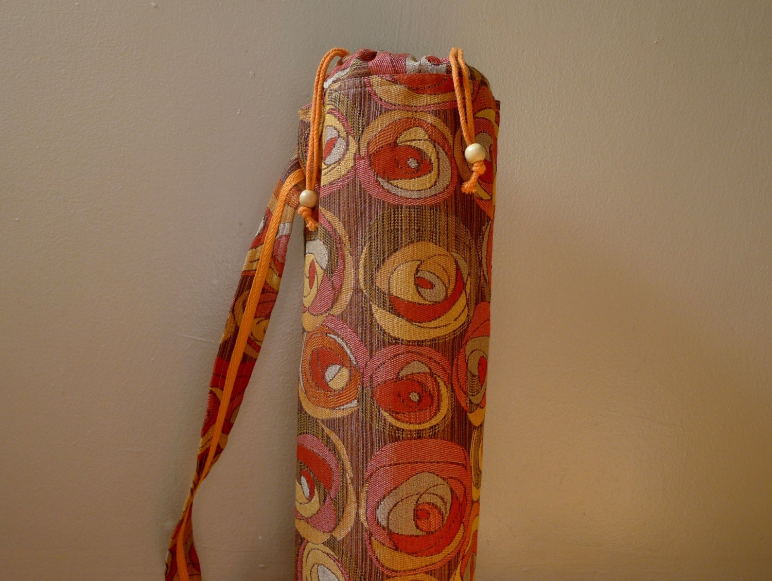 Art Deco Rose / Rose Field Yoga Mat Bag / Orange Red Rose