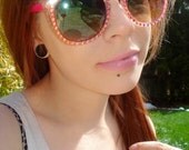 Reserved for mamacar5178- Clear Round Sunglasses With Pink/Orange Iridescent Swarovski Crystal Rhinestones
