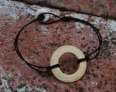 Modern Primitive - 8 In. Bracelet - Wood & Leather - Handmade Jewelry Gift Under 10 for Men, Women, Unisex Teens