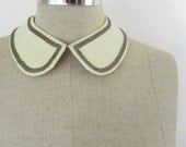 Vintage 1950s Dress Collar White Leather & Beads