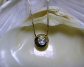 14k Diamond Pendant Solitaire .38 carat with 14k Box Chain 18" long