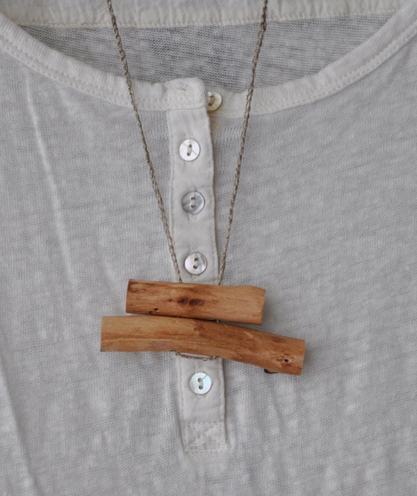 light natural minimalistic birch wood necklace