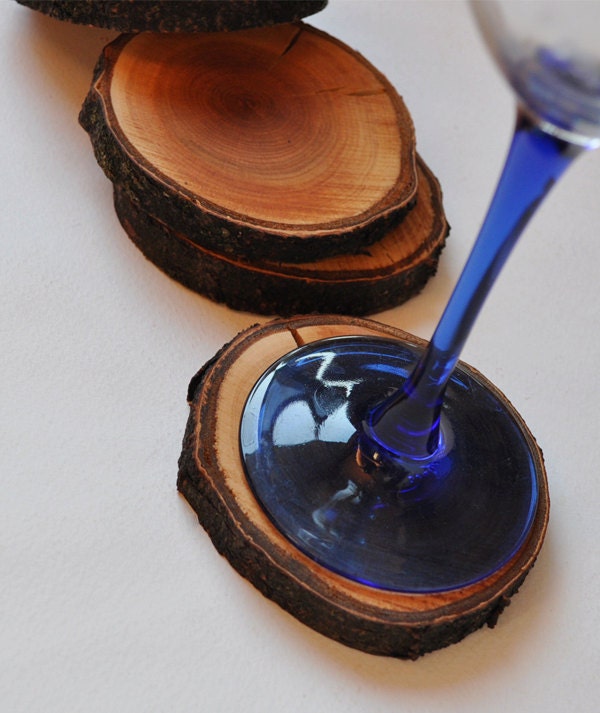 wooden coasters . . . cherry wood coasters ... set of 4
