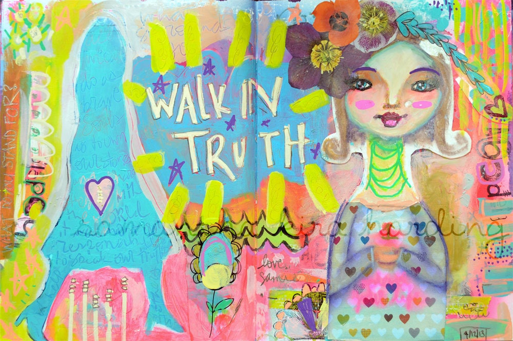 Walk in Truth Whimsical Collage Print for Adventurous Girls