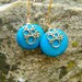 Aqua Turquoise Jade Earrings. Satin Gold Bubble Drops. Blue Green Stone.