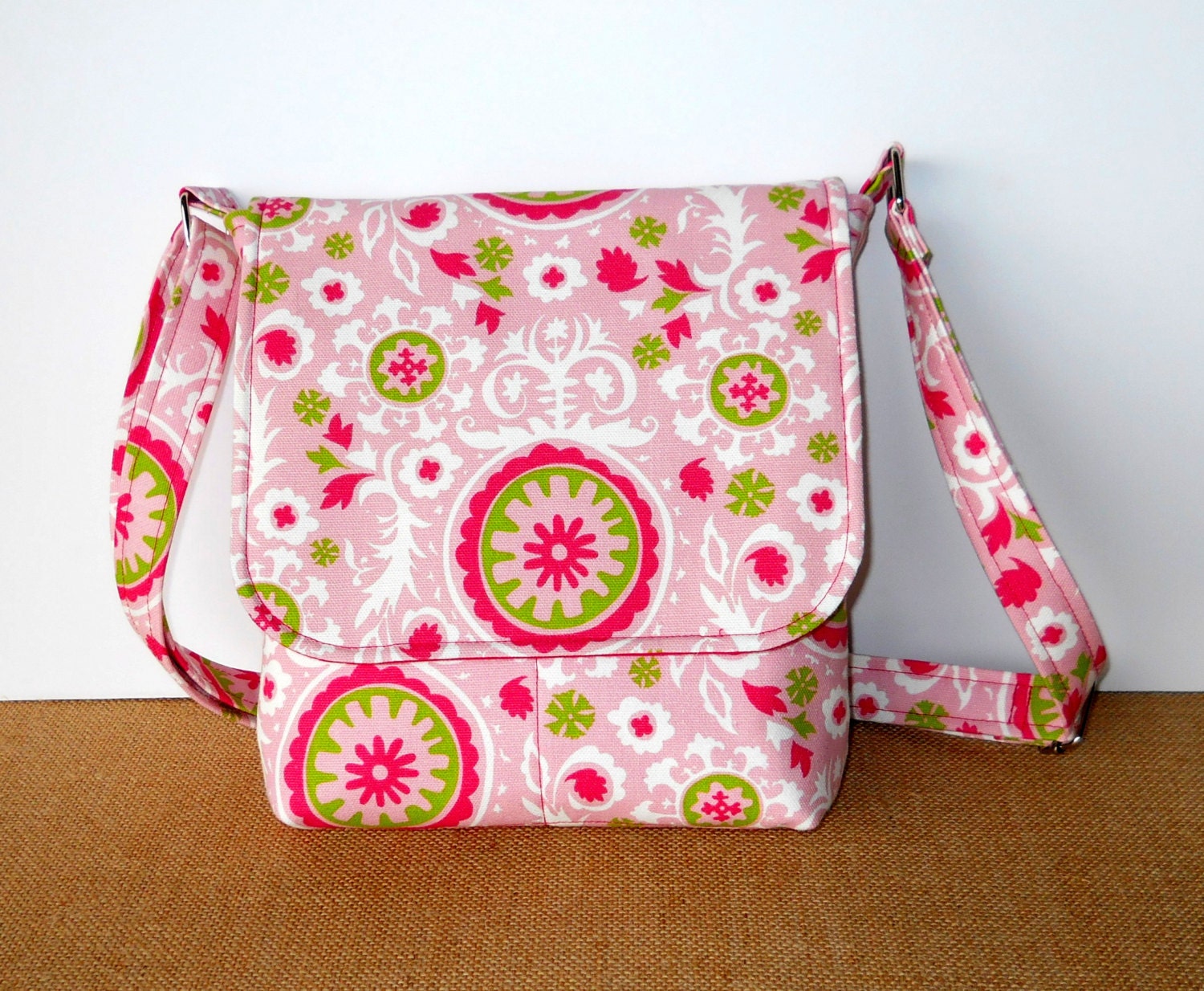 Small Crossbody Bag for Women / Messenger Purse  - Premier Prints Royal Suzani Maggie in Candy Pink