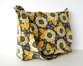 Womens Messenger Bag Purse - Joel Dewberry Aviary 2 Bloom in Granite