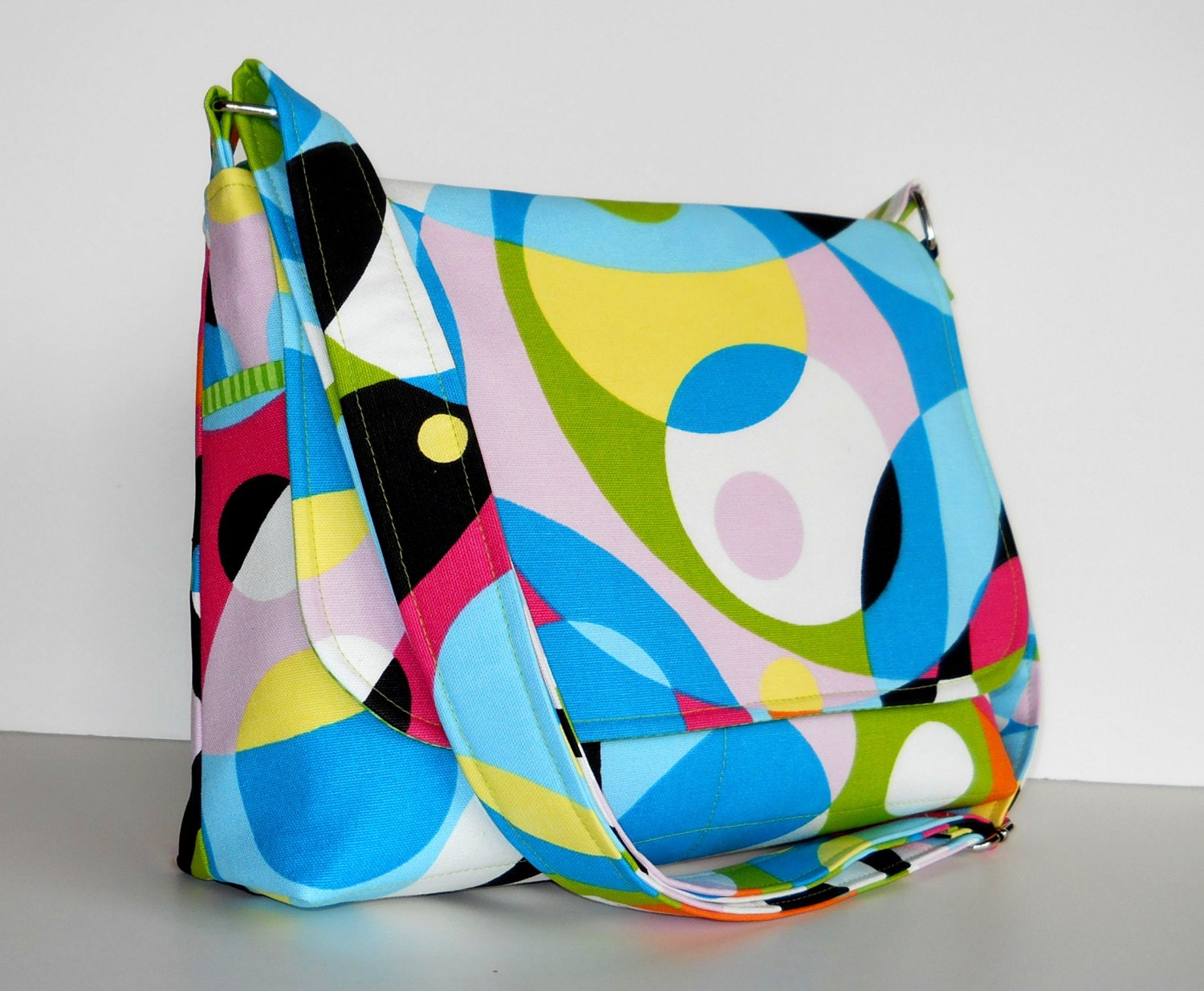 Canvas Messenger Purse, Cross Body Bag -  Premier Kaleidoscope Multi Color