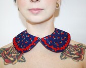 Peterpan Collar, Navy blue with Cherries,Necklace