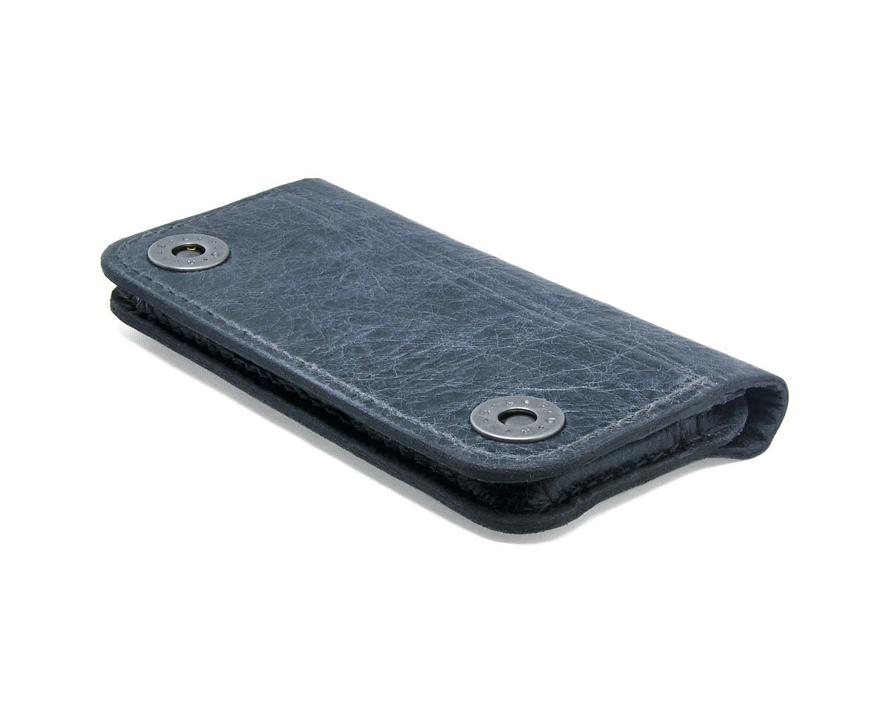 RETROMODERN aged leather iPhone wallet - - BLACK MARINE