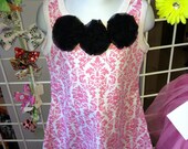 Pink Damask Dress with Pett Flowers
